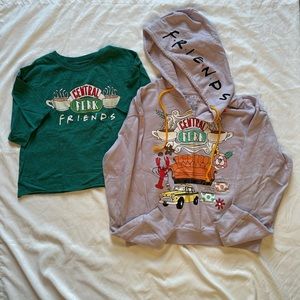 Friends TV Show Lot! Purple Hoodie and Green T Shirt! Both Cropped! Size S and M